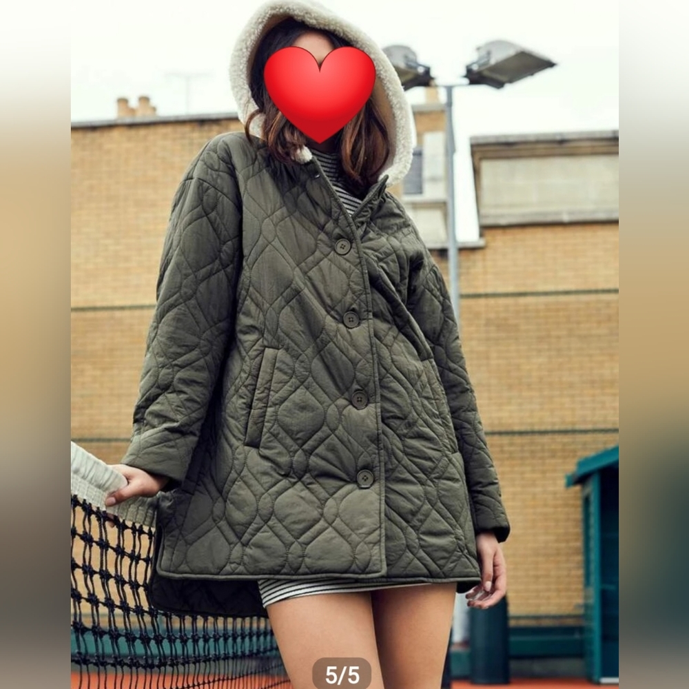 Shein drop shoulder hooded winter coat